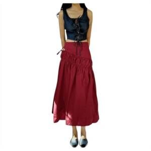 NEW ALLINA LIU winston midi skirt in raspberry